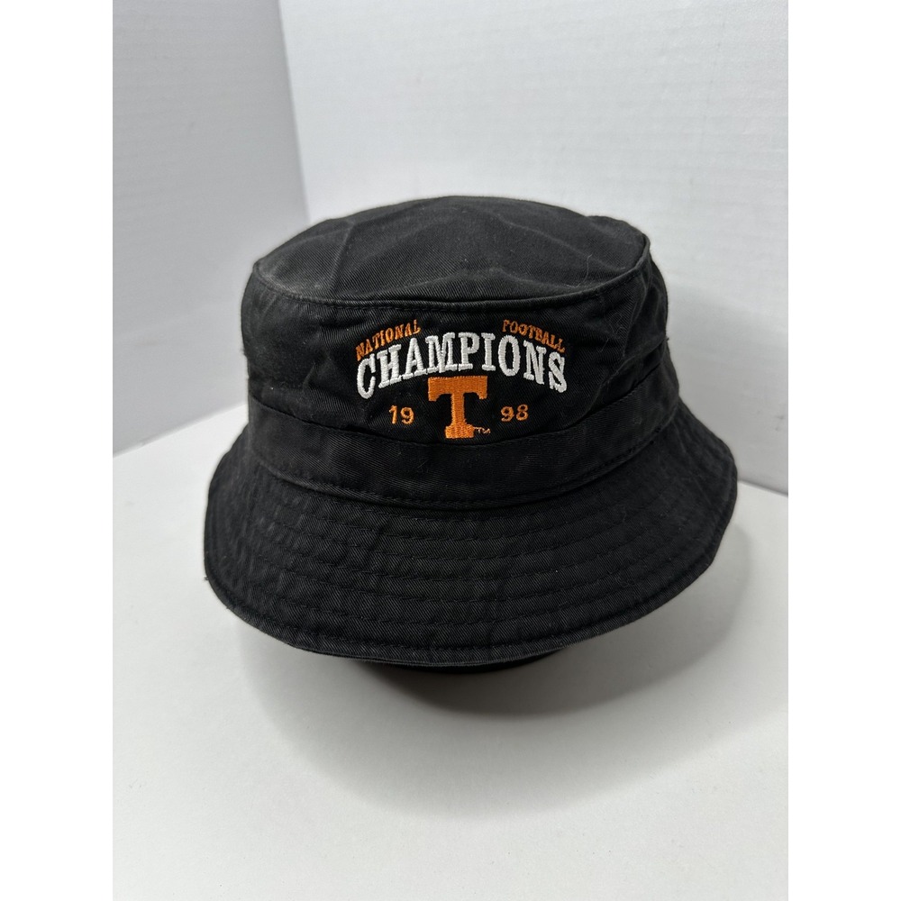 Vintage Tennessee Volunteers Hat Bucket Mens Large Black NCAA Football Logo 7